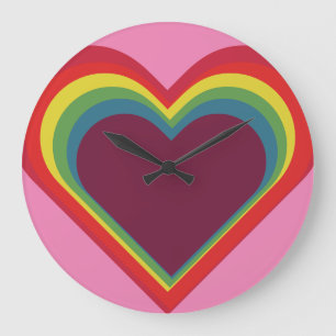 Grande Horloge Ronde Coe ur est - Rainbow Colors - Arc-en-ciel