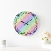 Grande Horloge Ronde Coeur avec Fleur et Papillon (Maison)