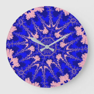 Grande Horloge Ronde Coeur bleu et rose