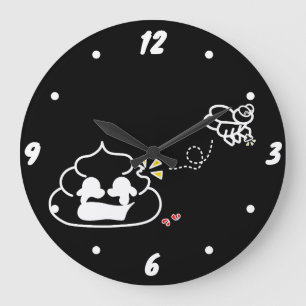Grande Horloge Ronde Coeur brisé Poop - Brootsch le PooPoo