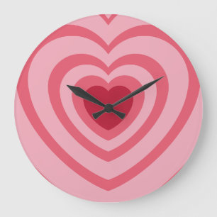 Grande Horloge Ronde Coeur rose stratifié esthétique