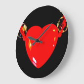 Grande Horloge Ronde Coeur rouge (Angle)