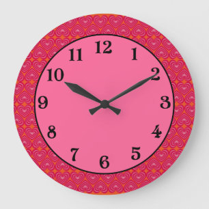 Grande Horloge Ronde Cœurs alignés personnalisables