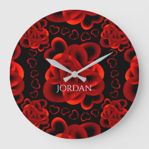 Grande Horloge Ronde Coeurs beaucoup Motif
