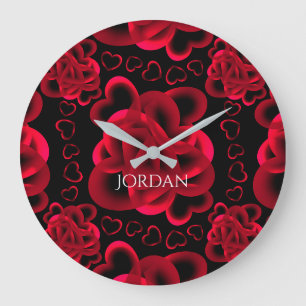 Grande Horloge Ronde Coeurs beaucoup Motif