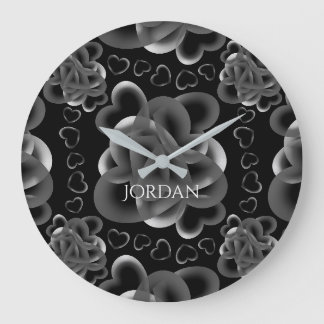 Grande Horloge Ronde Coeurs beaucoup Motif