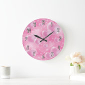 Grande Horloge Ronde Cœurs Bulles Roses Style Fille Mignonne 90's (Maison)