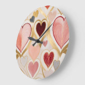 Grande Horloge Ronde Coeurs d'amour (Angle)