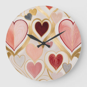 Grande Horloge Ronde Coeurs d'amour
