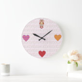 Grande Horloge Ronde Coeurs de chouette (Maison)
