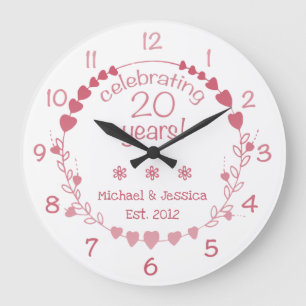 Grande Horloge Ronde Coeurs du 20e anniversaire du Mariage