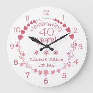 Grande Horloge Ronde Coeurs du 40e anniversaire du Mariage