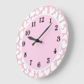 Grande Horloge Ronde Coeurs Puffy Personnalisables (Angle)