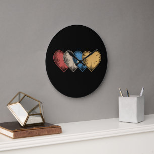 Grande Horloge Ronde Coeurs vintages Cool Retro Valentines Jour Cadeau