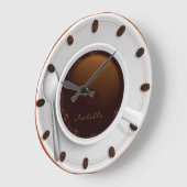 Grande Horloge Ronde Coffee Cup & Coffee Bean Monogrammed Wall Clock (Angle)