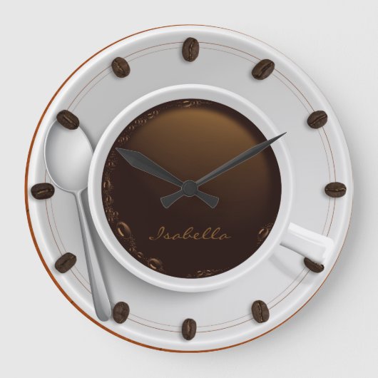 Grande Horloge Ronde Coffee Cup & Coffee Bean Monogrammed Wall Clock (Recto)