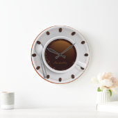 Grande Horloge Ronde Coffee Cup & Coffee Bean Monogrammed Wall Clock (Maison)