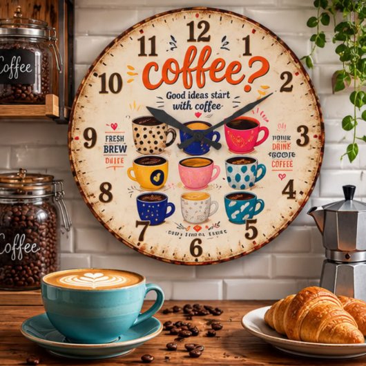 Grande Horloge Ronde Coffee Lovers