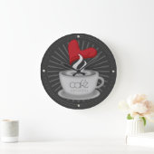 Grande Horloge Ronde Coffee with Love Café Kitchen Wall Decor (Maison)