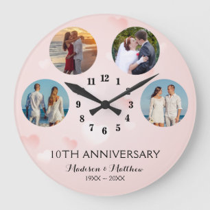 Grande Horloge Ronde Collage Anniversaire Photo