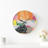 Grande Horloge Ronde Collage art, moderne coloré abstrait. (Maison)