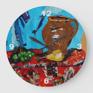 Grande Horloge Ronde Collage Art StillLife Naturemort Pop Art Wall Clok