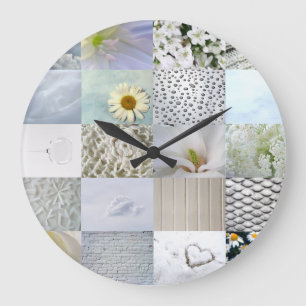 Grande Horloge Ronde Collage blanc de photographie
