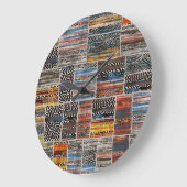 Grande Horloge Ronde Collage de patchwork : Motif de surface composée (Angle)