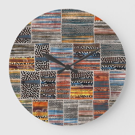 Grande Horloge Ronde Collage de patchwork : Motif de surface composée (Recto)