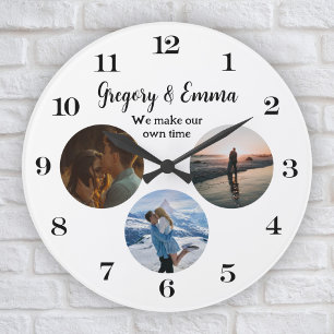 Grande Horloge Ronde Collage photo moderne personnalisé Nous faisons no