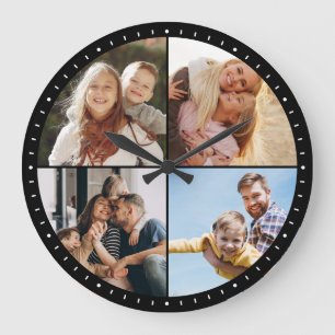 Grande Horloge Ronde Collage photo personnalisé de la famille Instagra