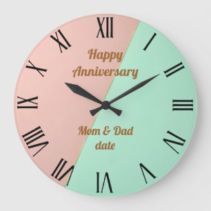 Grande Horloge Ronde Collection Abstrait Tendance Rose Pâle Menthe