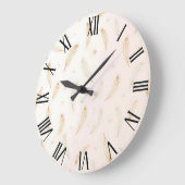 Grande Horloge Ronde Collection Boho Plumes Modernes Luxe (Angle)