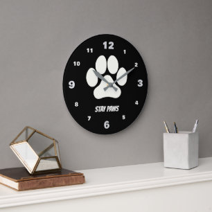 Grande Horloge Ronde Collection Cozy Paws Noir