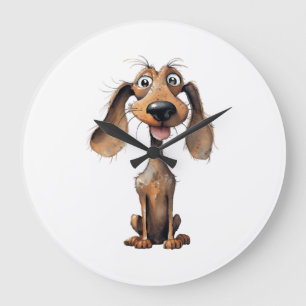 Grande Horloge Ronde Collection d'art de race de chien de dessin animé