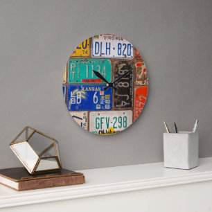 Grande Horloge Ronde collection de plaques d'immatriculation rétro roui