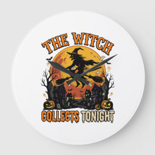 Grande Horloge Ronde Collection de sorcière d'Halloween Humour