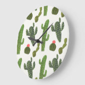 Grande Horloge Ronde Collection Llamarama | Cactus mignons (Angle)