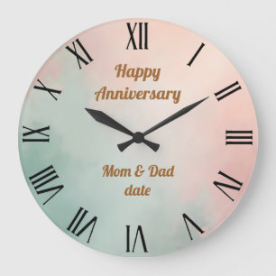 Grande Horloge Ronde Collection Rose Pâle Abstrait Populaire Menthe