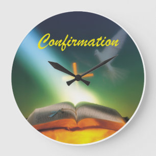 Grande Horloge Ronde Colombe de confirmation, bible, croix