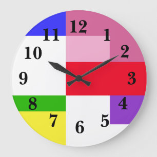 Grande Horloge Ronde Color Block Rainbow Large Clock