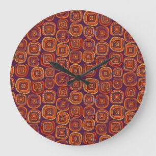 Grande Horloge Ronde Coloré abstrait, vintage motif transparent.