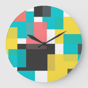Grande Horloge Ronde Coloré, cool, tendance, art géométrique urbain