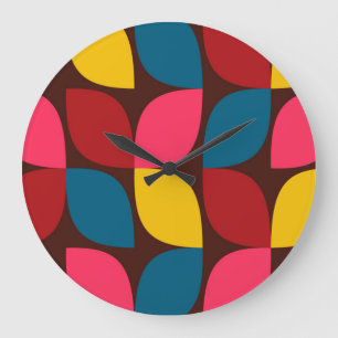 Grande Horloge Ronde Coloré, moderne, tendance, abstraction de fleurs u