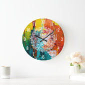 Grande Horloge Ronde Colorful Abstract (Maison)