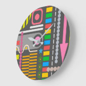 Grande Horloge Ronde Colorful Abstract Art Pattern (Angle)