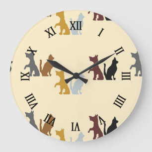 Grande Horloge Ronde Colorful cats et dogs
