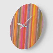 Grande Horloge Ronde Colorful Charcoal Boho Stripes (Angle)