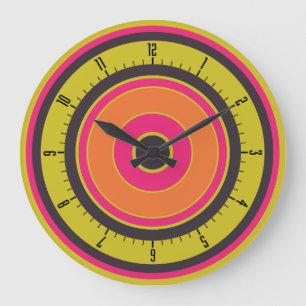 Grande Horloge Ronde Colorful Concentric Circles 06
