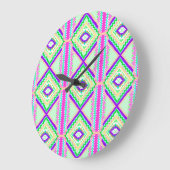 Grande Horloge Ronde Colorful Geometric Boho Pattern (Angle)